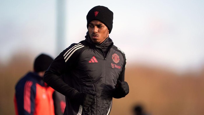 Manchester Uniteds Marcus Rashford during a training session at the Trafford Training Centre, Carrington, Manchester. Picture date: Wednesday January 29, 2025. (Photo by Martin Rickett/PA Images via Getty Images)