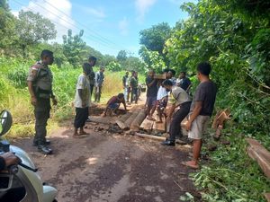 2 Ruas Jalan di Flores Timur Putus Akibat Hujan, Warga Buat Jembatan Darurat 2 Ruas Jalan di Flores Timur Putus Akibat Hujan, Warga Buat Jembatan Darurat