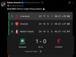 Memalukannya lagi, Liverpool, yang kini memuncaki klasemen Premier League, dikalahkan Plymouth, tim juru kunci Championship. (Foto: X @RubenAmorimx)