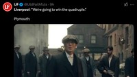 Rencana Liverpool meraih empat gelar dalam semusim diadang Plymouth dengan berani bak Thomas Shelby di serial Peaky Blinders. (Foto: X @UTDFaithfuls)
