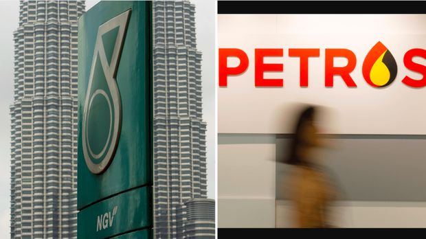 Foto Kombinasi Logo Petronas dan Petros. (AP Photo-Petros)