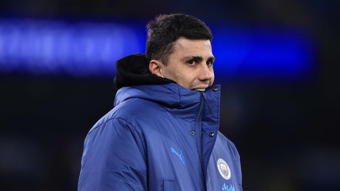 MANCHESTER, ENGLAND - FEBRUARY 11: Rodri of Manchester City during the UEFA Champions League 2024/25 League Knockout Play-off first leg match between Manchester City and Real Madrid C.F. at Manchester City Stadium on February 11, 2025 in Manchester, United Kingdom. (Photo by Simon Stacpoole/Offside/Offside via Getty Images)