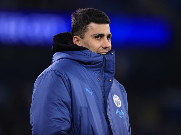 MANCHESTER, ENGLAND - FEBRUARY 11: Rodri of Manchester City during the UEFA Champions League 2024/25 League Knockout Play-off first leg match between Manchester City and Real Madrid C.F. at Manchester City Stadium on February 11, 2025 in Manchester, United Kingdom. (Photo by Simon Stacpoole/Offside/Offside via Getty Images)
