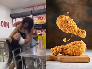 Berebut Paha Ayam Goreng, 2 Wanita Ini Sampai Bergelut!