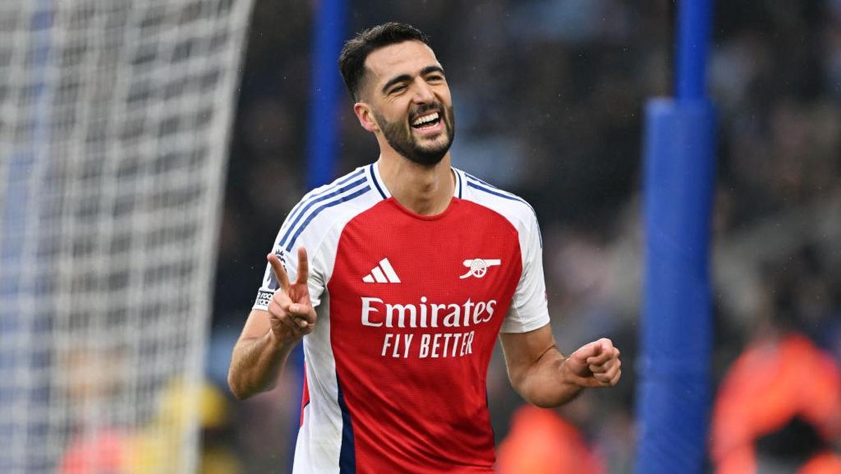 Mikel Merino cetak dua gol untuk Arsenal. (Foto: Arsenal FC via Getty Images/David Price)