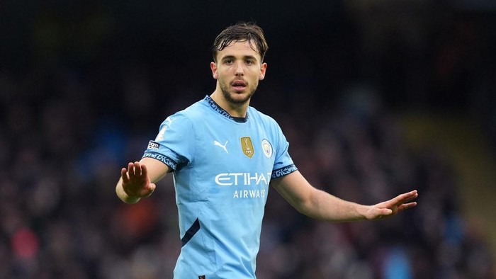 Manchester Citys Nico Gonzalez during the Premier League match at the Etihad Stadium, Manchester. Picture date: Saturday February 15, 2025. (Photo by Martin Rickett/PA Images via Getty Images)