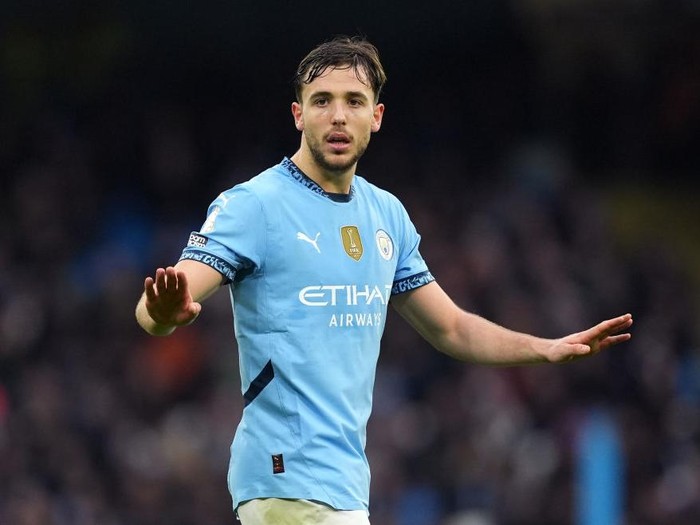 Manchester City's Nico Gonzalez during the Premier League match at the Etihad Stadium, Manchester. Picture date: Saturday February 15, 2025. (Photo by Martin Rickett/PA Images via Getty Images)