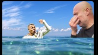 Gaya Mbappe merayakan gol, dengan tangan mengisyaratkan gesture nyungsep, ikut menjadi meme. Mbappe bikin trigol di leg 2 dalam skor 3-1. Foto: dok. Internet/X (Twitter)