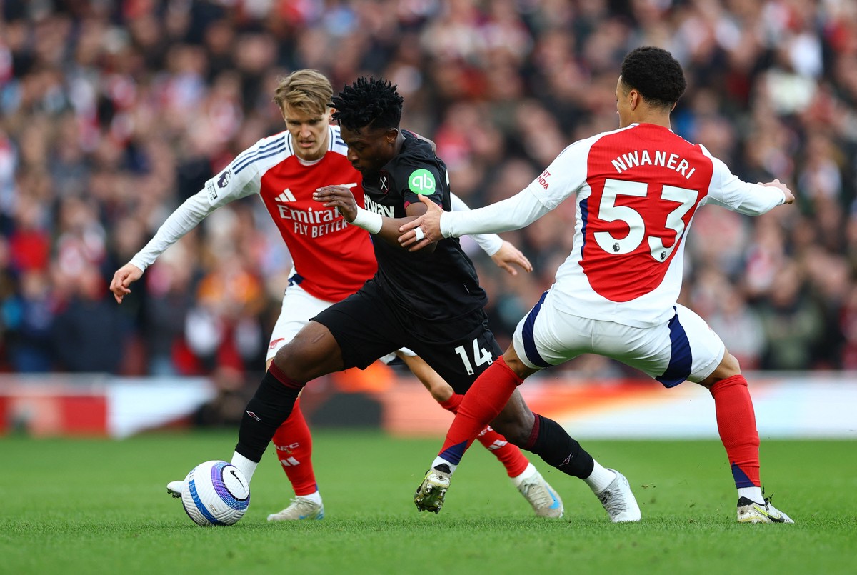 Arsenal tertinggal 0-1 dari West Ham di akhir babak pertama pertandingan Liga Inggris. (Foto: Action Images via Reuters/Matthew Childs)