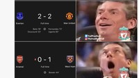 Fans Liverpool yang paling girang dengan kekalahan Arsenal, sebab posisi mereka di puncak klasemen tak diganggu sang rival. (Foto: Twitter)