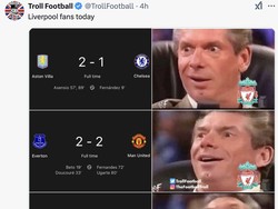 Fans Liverpool yang paling girang dengan kekalahan Arsenal, sebab posisi mereka di puncak klasemen tak diganggu sang rival. (Foto: Twitter)