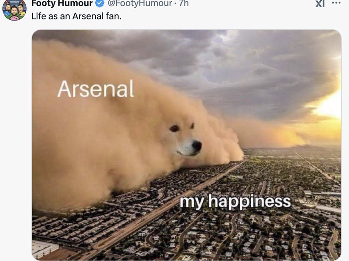Meme Arsenal kalah dari West Ham United.