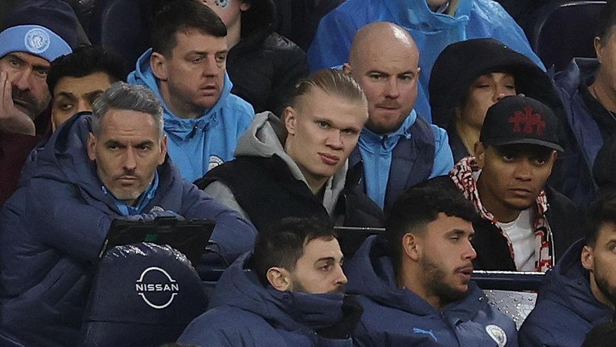 Erling Haaland absen saat Manchester City dikalahkan Liverpool 0-2 (Foto: Getty Images/Catherine Ivill - AMA)