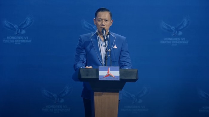 Ketum Demokrat Agus Harimurti Yudhoyono (AHY) di penutupan Kongre VI Demokrat, Selasa (25/2/2025).