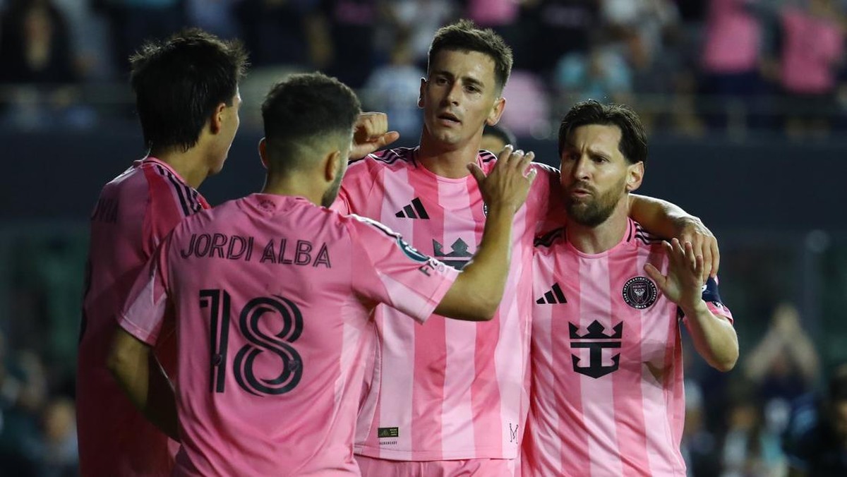 Inter Miami menang 3-1 atas Sporting Kansas City dan maju ke babak 16 besar Concacaf Champions Cup 2025. (Foto: Leonardo Fernandez/Getty Images)