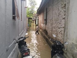 Luapan Bengawan Solo Rendam 13 Rumah di Babat Lamongan, Jalan Raya Tersendat