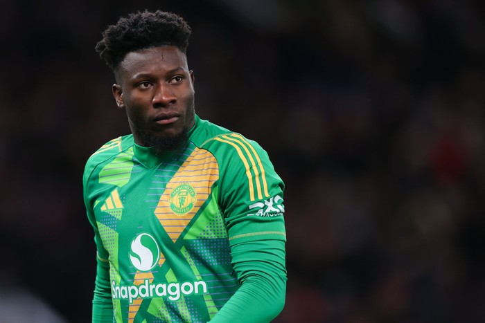 Andre Onana MANCHESTER, ENGLAND - FEBRUARY 26: Andre Onana of Manchester United during the Premier League match between Manchester United FC and Ipswich Town FC at Old Trafford on February 26, 2025 in Manchester, England. (Photo by James Gill - Danehouse/Getty Images)