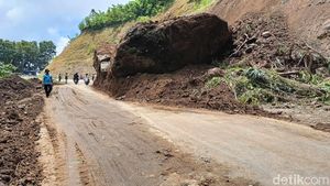 Batu Besar Longsor di Jalur Lumajang-Malang