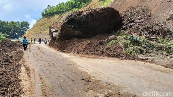 Batu Besar Longsor di Jalur Lumajang-Malang