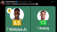Antony bahkan bisa lebih baik dari Vinicius Junior, pemain andalan Madrid. (Foto: X @TheUtdKobi)