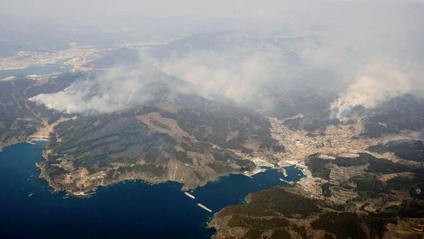 Penampakan dari Udara Kebakaran Landa Hutan di Jepang