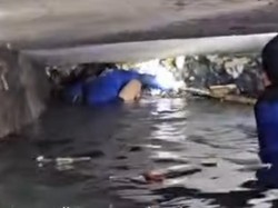 Aksi Pasukan Biru Depok Nyelam Bersihkan Gorong-gorong dari Sampah