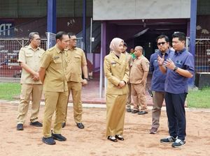 Tinjau Stadion Brawijaya, Walkot Kediri Vinanda Siapkan Rencana Perbaikan