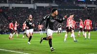 4 Maret 2025 di Liga Champions. PSV Eindhoven vs Arsenal: 1-7. Foto: Arsenal FC via Getty Images/David Price