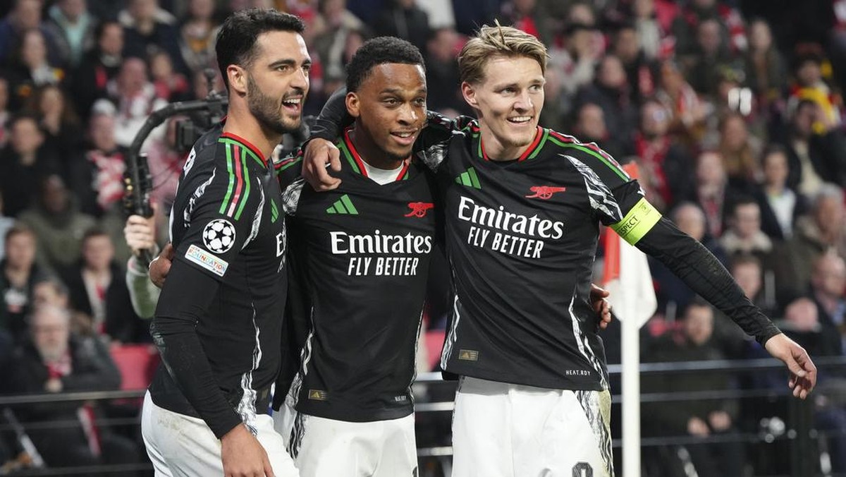 Arsenal menang 7-1 di markas PSV Eindhoven di leg pertama 16 besar Liga Champions (Foto: AP/Peter Dejong)