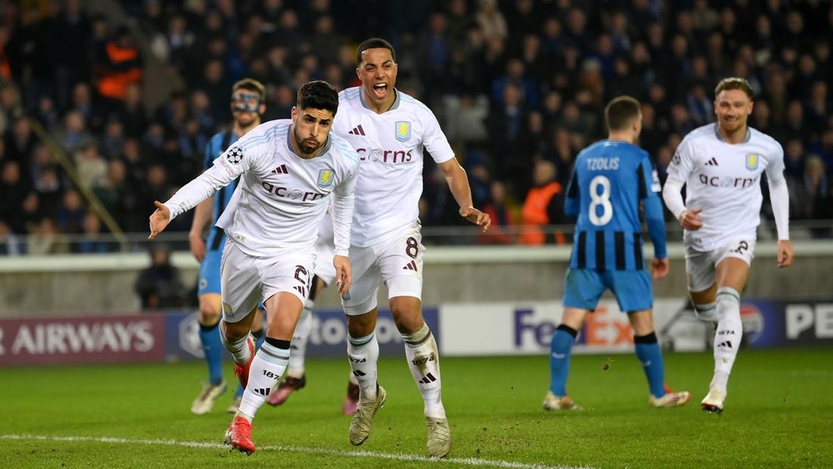 Aston Villa menang 3-1 atas Club Brugge pada leg pertama babak 16 besar Liga Champions. (Foto: Mike Hewitt/Getty Images)