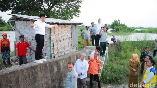 Wagub Emil Dardak Cek Tanggul Kali Lamong Gresik yang Jebol