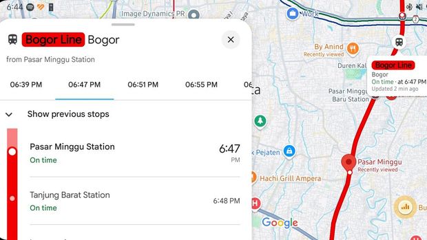 Google menggandeng PT Kereta Commuter Indonesia untuk menghadirkan informasi perjalanan commuter line (KRL) secara real time di aplikasi Google Maps.