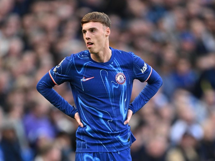 LONDON, ENGLAND - MARCH 09: Cole Palmer of Chelsea looks on during the Premier League match between Chelsea FC and Leicester City FC at Stamford Bridge on March 09, 2025 in London, England. (Photo by Mike Hewitt/Getty Images)