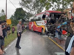 Bus Gumarang Jaya dan Truk Laga Kambing di Solok, Dua Sopir Terjepit