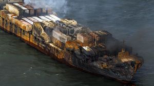 Penampakan 2 Kapal yang Tabrakan di Laut Inggris