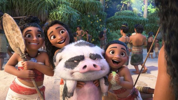 MEET THE MOANABES (AND BUA, TOO) – In Walt Disney Animation Studios’ epic animated musical “Moana 2,” Moana has been an admired part of her community on Motunui for many years. She’s so revered, a group of young girls aspire to be just like her. Known as the “Moanabes,” they’ve even adopted a pig they call Bua. Featuring the voices of Jasmine and Tiana Johnson, “Moana 2” opens in theaters on Nov. 27, 2024. © 2024 Disney Enterprises, Inc. All Rights Reserved.