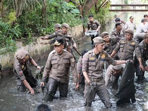 Bereskan Tumpukan Sampah, Walkot Depok Nyebur ke Kali Cabang Timur