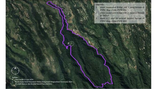 Citra satelit area PTPN yang ditempati Eiger (Dok. Kemenhut)