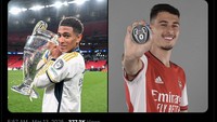 Satu lagi meme yang menyepelekan Arsenal di hadapan Real Madrid yang sudah 15 kali juara Piala/Liga Champions. Foto: dok. Internet/X (Twitter)
