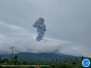 Gunung Lewotobi Laki-laki Meletus Pagi Ini, Kolom Abu 2.500 Meter