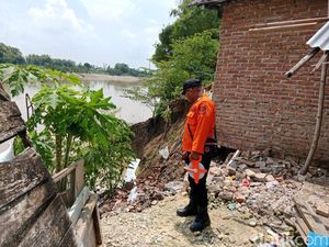 Dua Rumah di Bantaran Bengawan Solo Bojonegoro Longsor Dua Rumah di Bantaran Bengawan Solo Bojonegoro Longsor