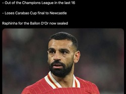 Banyak yang kecewa dengan performa Mohamed Salah dan menilai kekalahan demi kekalahan Liverpool ikut mencederai kans pesepakbola asal Mesir itu meraih Ballon dOr. Foto: dok. Internet/X (Twitter)
