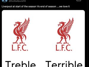 Meme: Liverpool dari Treble Jadi Terrible