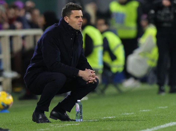 FLORENCE, ITALY - MARCH 16: Head coach Thiago Motta of Juventus looks on during the Serie A match between Fiorentina and Juventus at Stadio Artemio Franchi on March 16, 2025 in Florence, Italy. (Photo by Gabriele Maltinti/Getty Images)