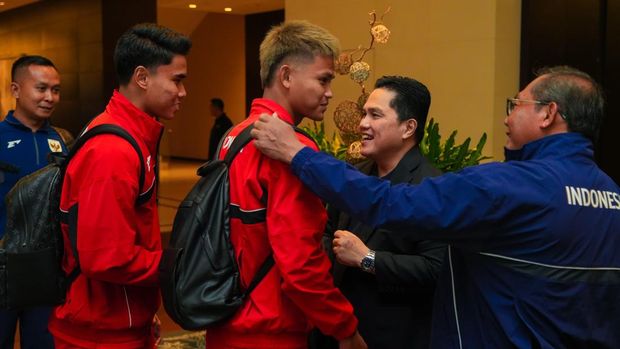 Ketua Umum PSSI Erick Thohir melepas pemain Timnas Indonesia yang bermain di Liga 1 pada Minggu (16/3). (PSSI)