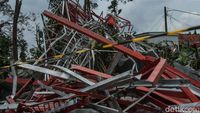 Potret Tower BTS 30 Meter Ambruk Diterjang Angin Puting Beliung