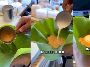 Nyeleneh! Racikan Latte Ini Disajikan di Atas Daun Teratai Nyeleneh! Racikan Latte Ini Disajikan di Atas Daun Teratai