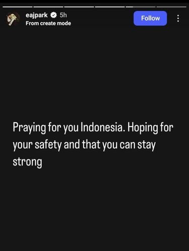 Unggahan Jae Park di Instagram Story