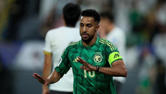 RIYADH, SAUDI ARABIA - MARCH 20: Salem Al Dawsari of Saudi Arabia celebrates after scoring the 1st goal during the FIFA World Cup Asian Qualifiers Group C match between Saudi Arabia and China at Al -Awwal Park on March 20, 2025 in Riyadh, Saudi Arabia. (Photo by Yasser Bakhsh/Getty Images)