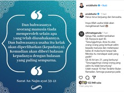 Bacaan dan Tafsir An-Najm Ayat 39-41, Firman Allah SWT yang Diposting Erick Thohir